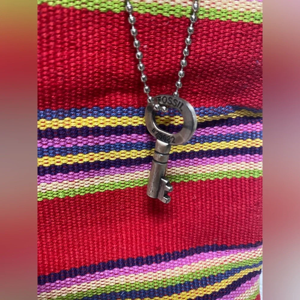 Striped Red and Multicolor Tote Bag Fossil Fabric